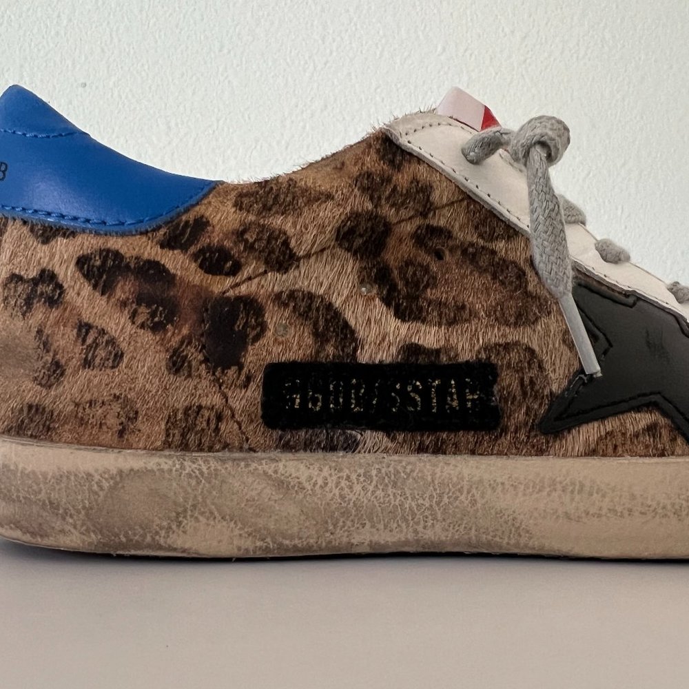 Golden Goose Superstar Leopard Print Sneakers with Blue Heel - Picture 14 of 16
